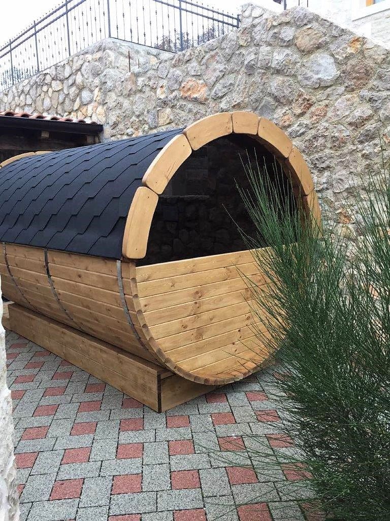 barrel sauna kit with panoramic window