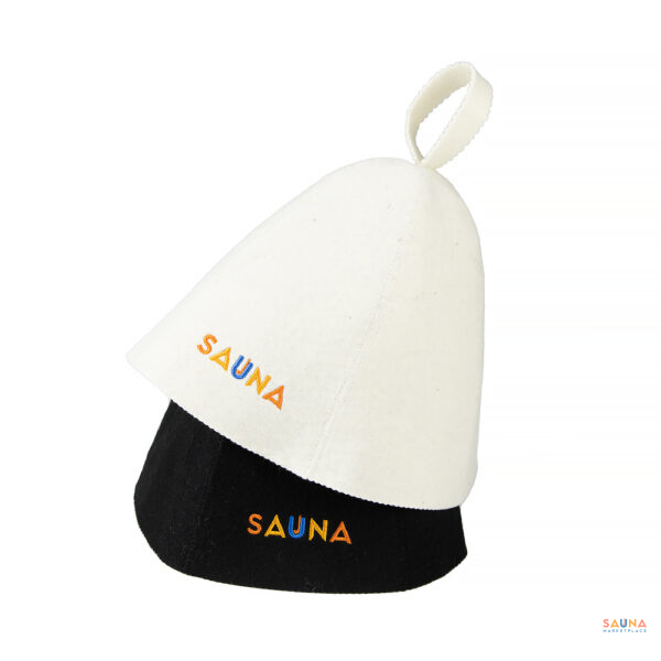 Black and white wool sauna hats