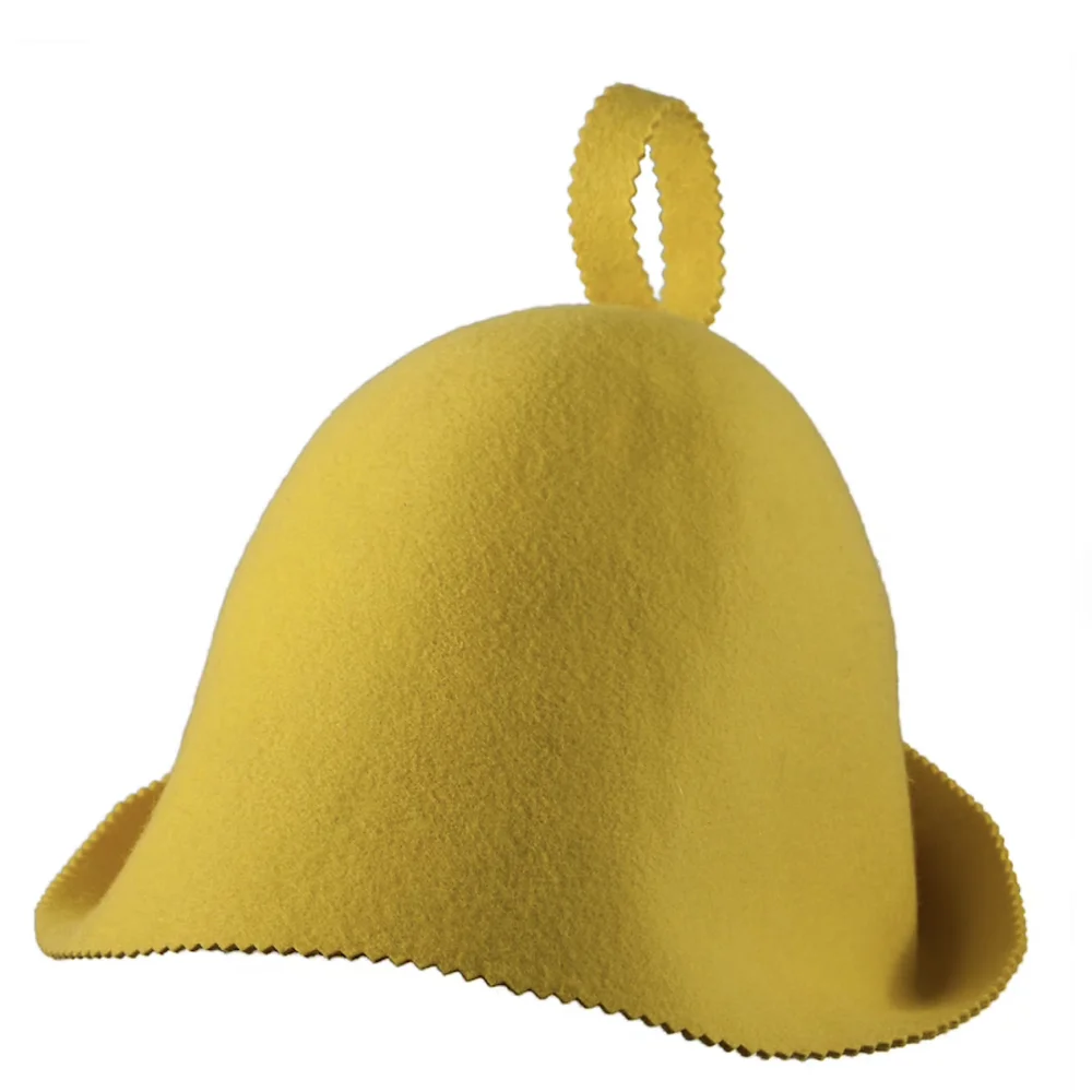 yellow sauna hat made of wool