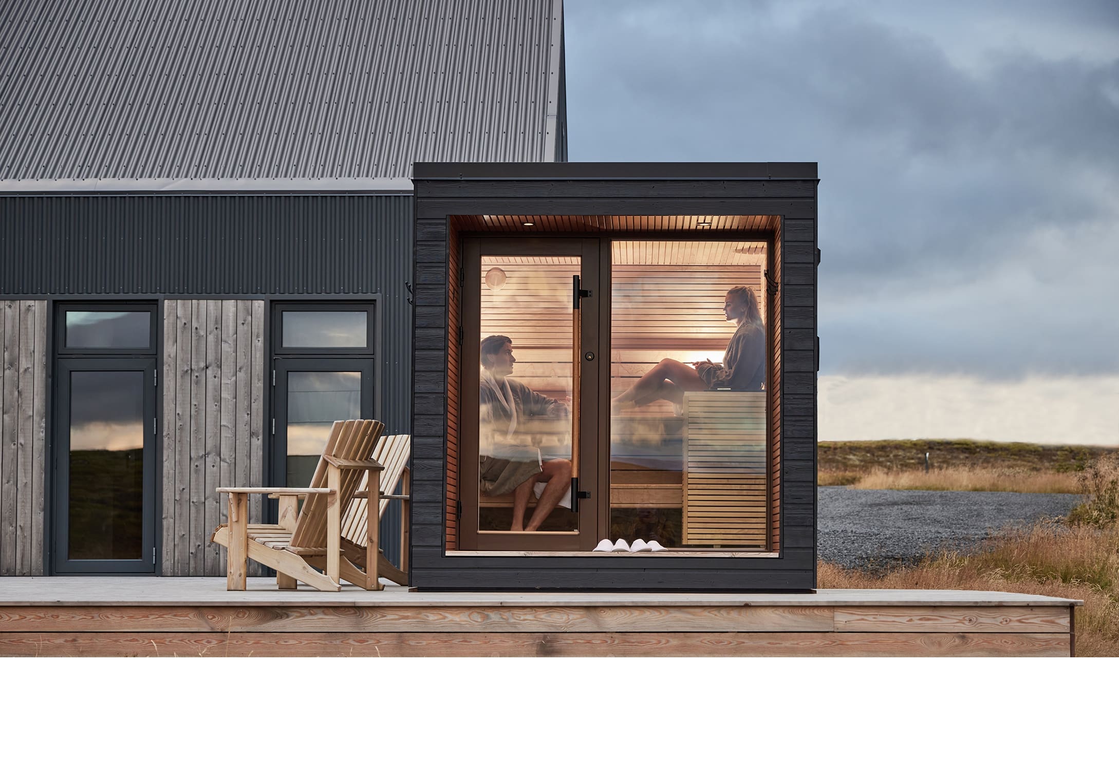 Auroom Arti Outdoor Sauna Preassembled At A Cottage