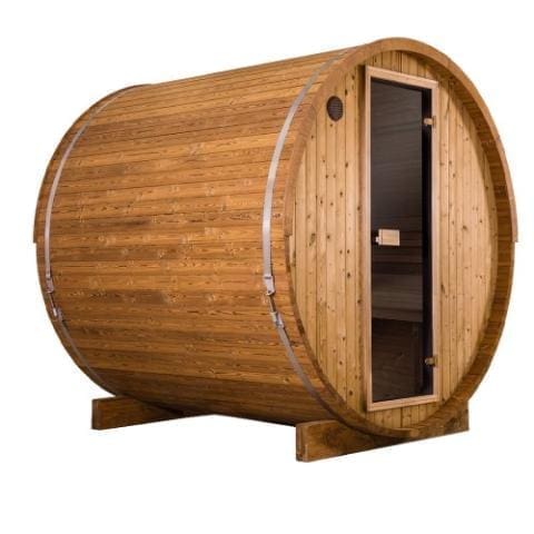 Thermory no 54 barrel sauna front corner