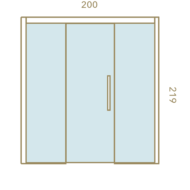 Auroom Vulcana dimensions from front showing glass door