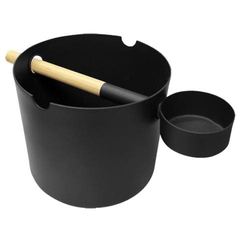 Black sauna bucket and ladle set