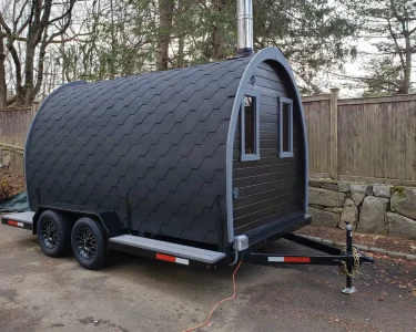 mobile pod sauna from bzb cabins