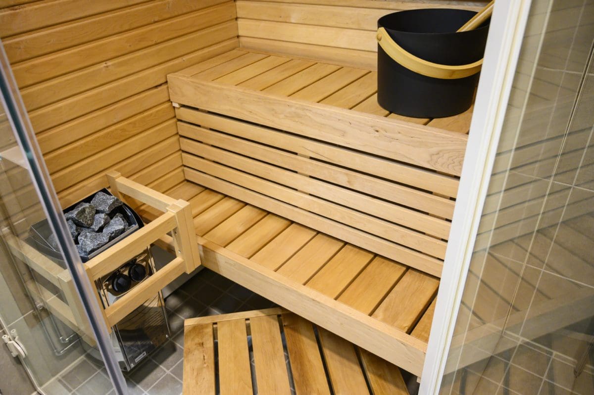 Harvia Vega Compact in action in an alder sauna in Finland