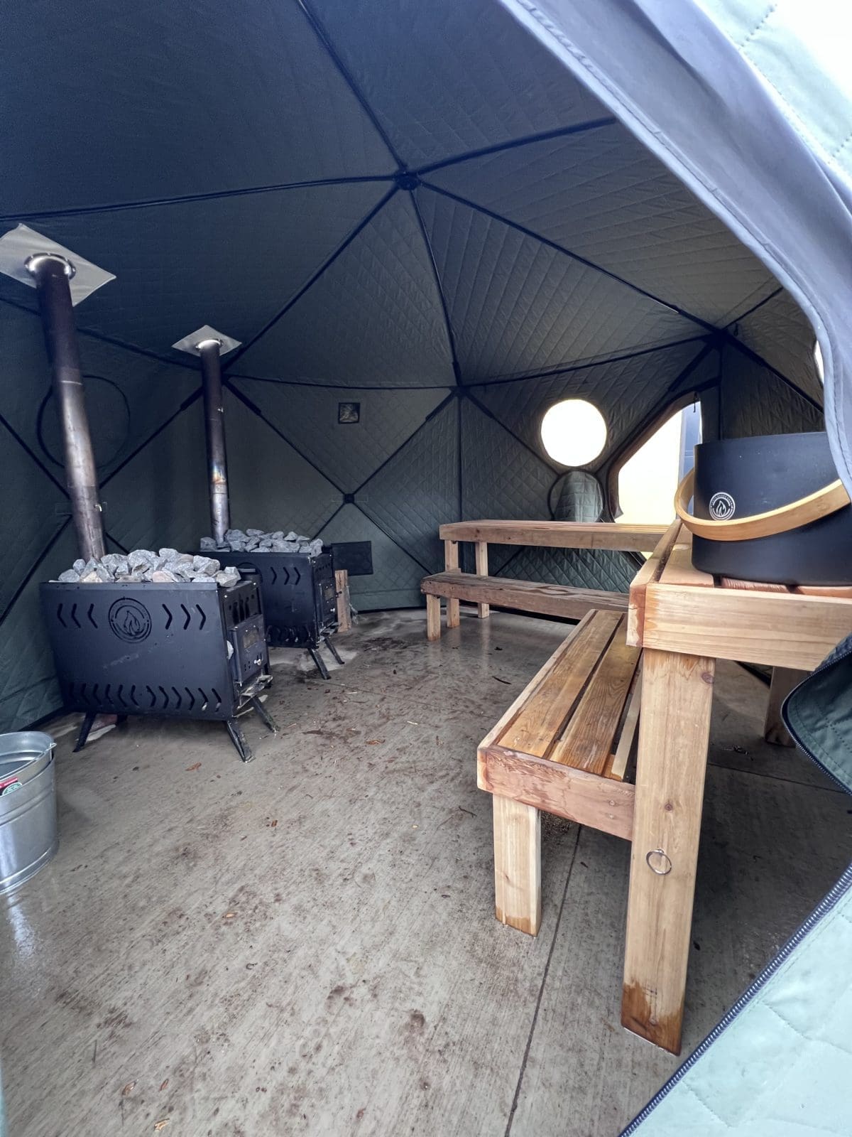 Dome Sauna Tent With 2 Stoves And 2 Benches Scaled