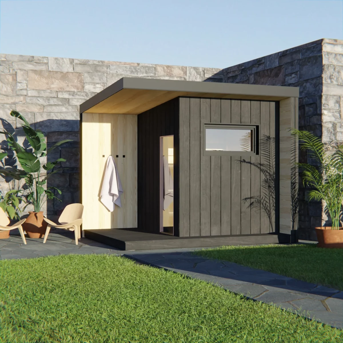 Liv Sauna built from sauna plans black outdoor sauna with shower