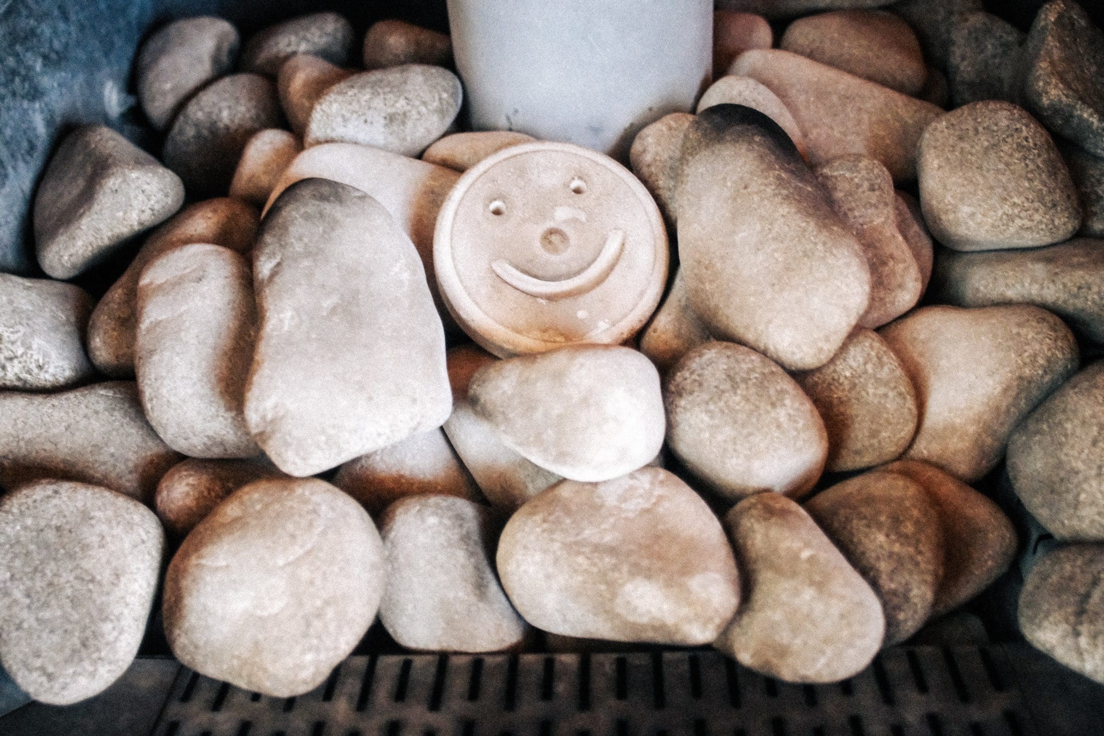 Sauna Rocks With Smiley Face