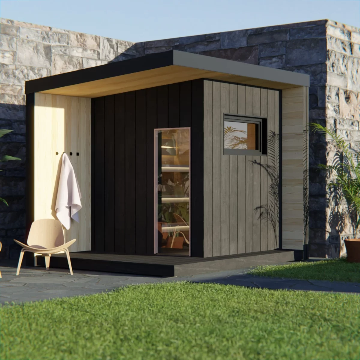 exterior of liv sauna from nordic sauna plans on sauna marketplace