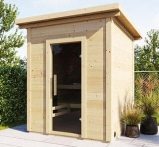 SaunaLife Outdoor Sauna Kit with upper bench
