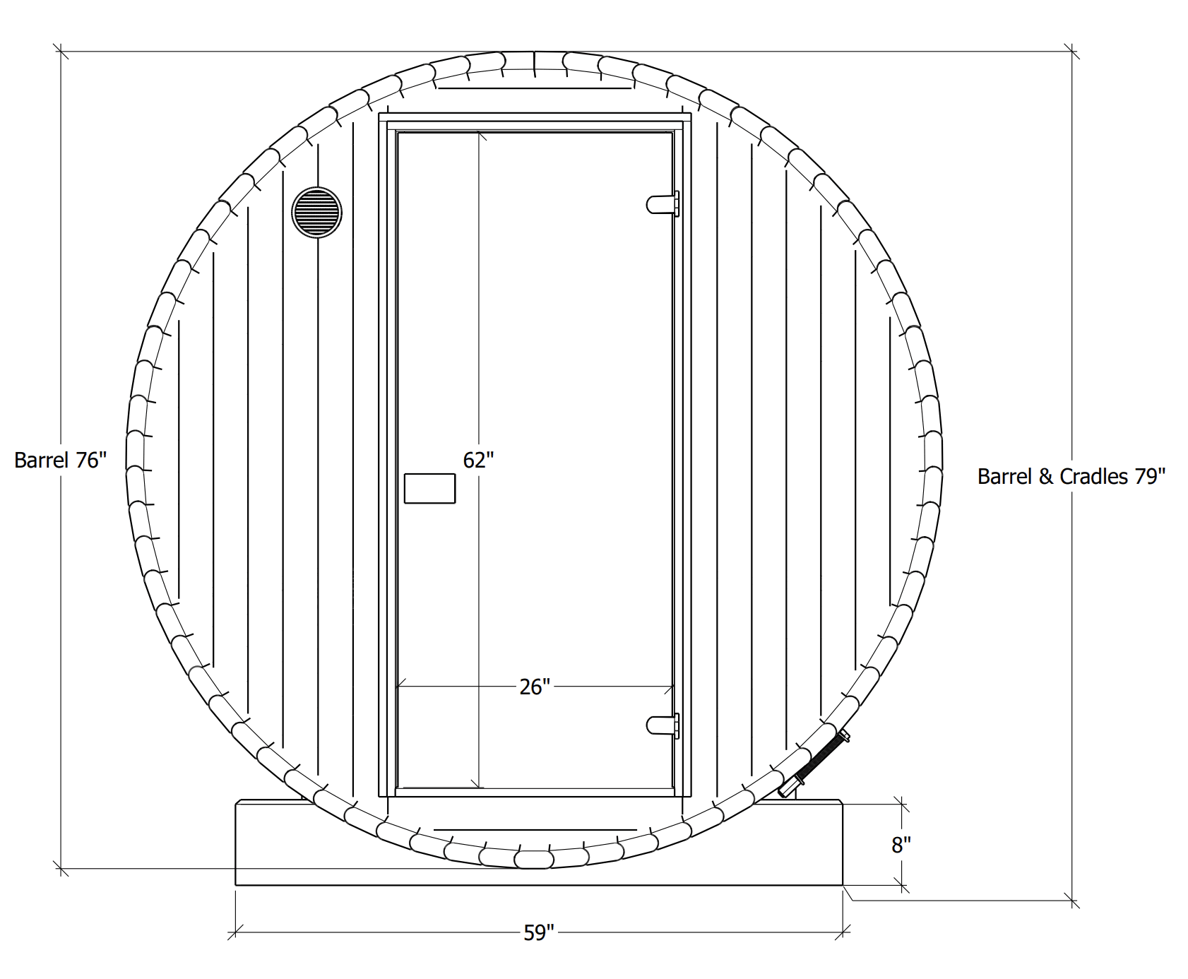 Thermory No 55 Drawing and Dimensions from the front