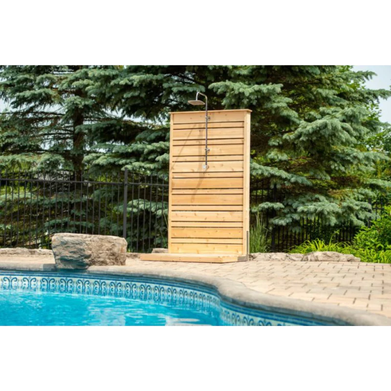 cedar shower for sauna session cooldowns