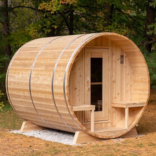 CTC2245W dundalk leisurecraft canadian timber ct serenety barrel sauna with porch