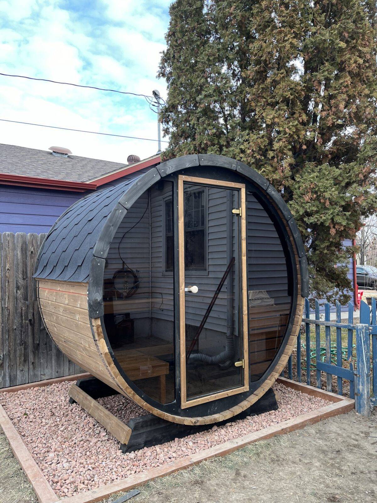 Saunalife Ee6G 4-Person Barrel Sauna With Back Wall Benches - Image 19