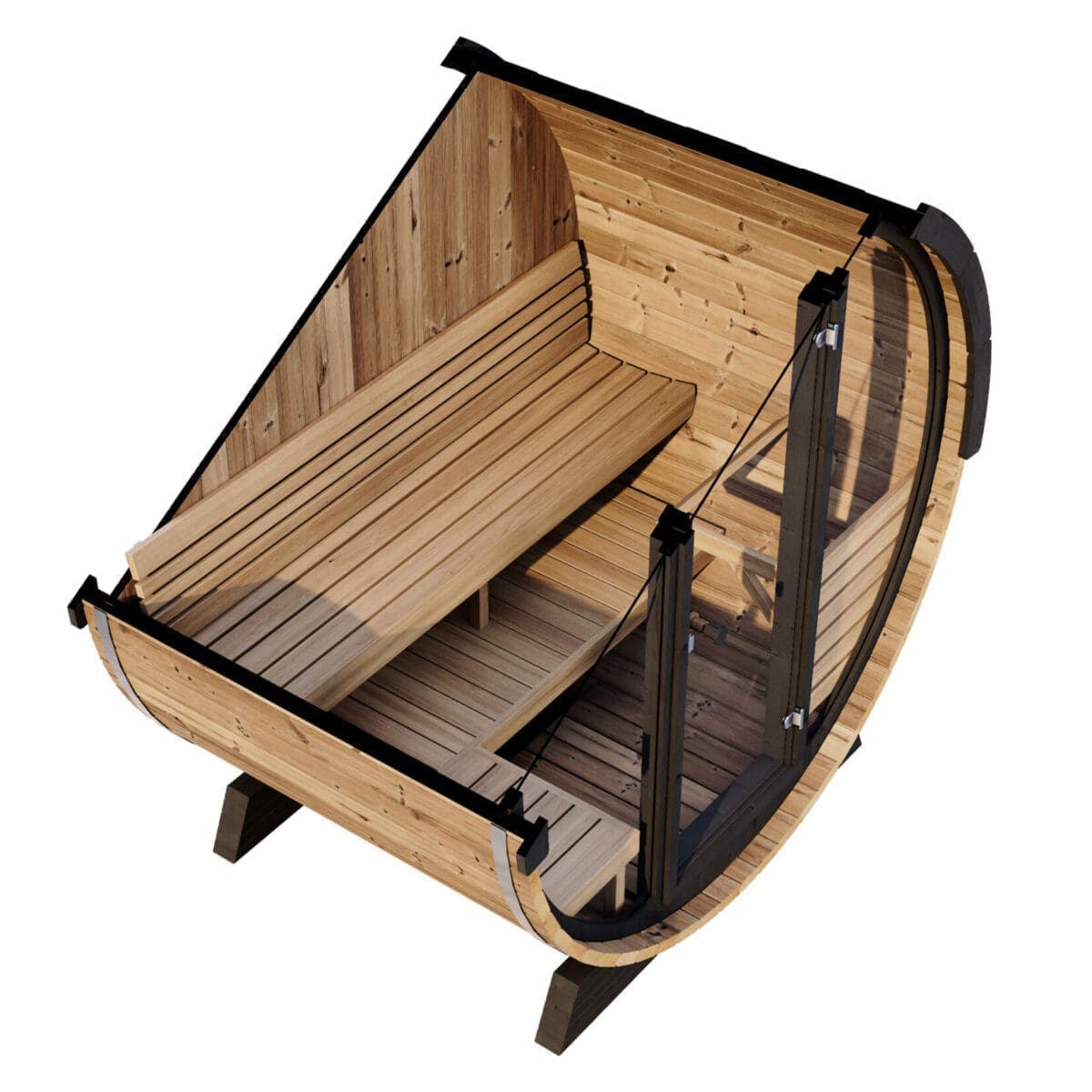 Saunalife Ee6G 4-Person Barrel Sauna With Back Wall Benches - Image 10