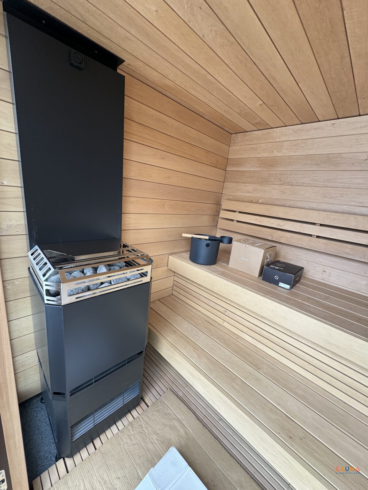 Inside A Saunalife G7S Outdoor Sauna Kit With Saunum Air