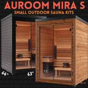 Auroom Mira S Small Outdoor 1-2 Person Sauna Kit In Black Or Natural Wood With Dimensions