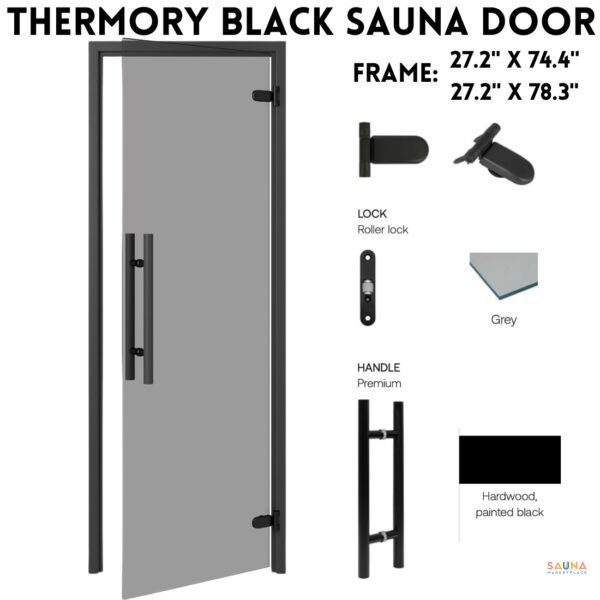 Premium Modern Thermory Black Sauna Door