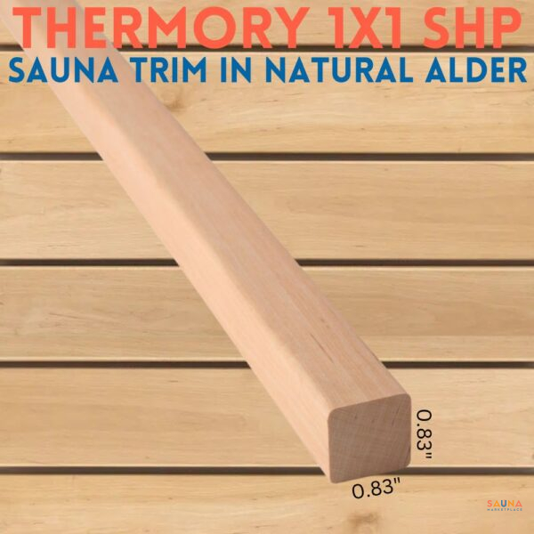 1x1 Alder trim shp moulding in natural alder sauna wood