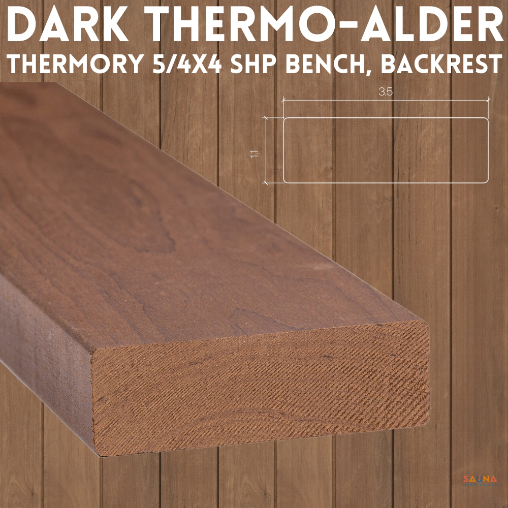 Dark Thermo-Alder Thermory 54X4 Shp Bench, Backrest, Skirt, Floor Thermally Modified Sauna Wood On Sauna Marketplace