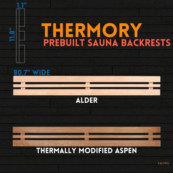 Thermory Prebuilt Backrests in Alder and Thermo-Aspen