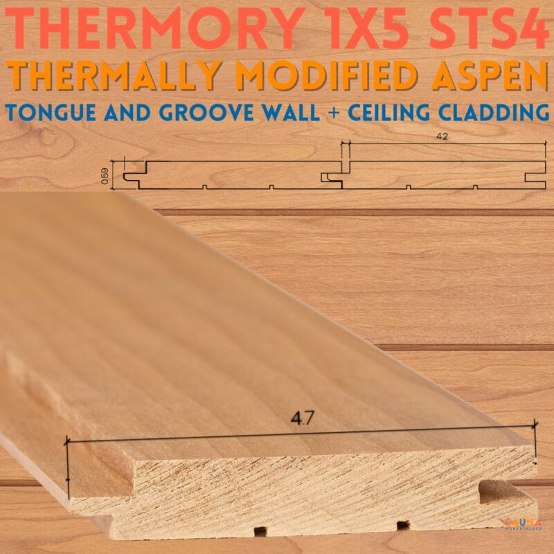 Thermory 1x5 STS4 Tongue and Groove Wall and Ceiling Cladding