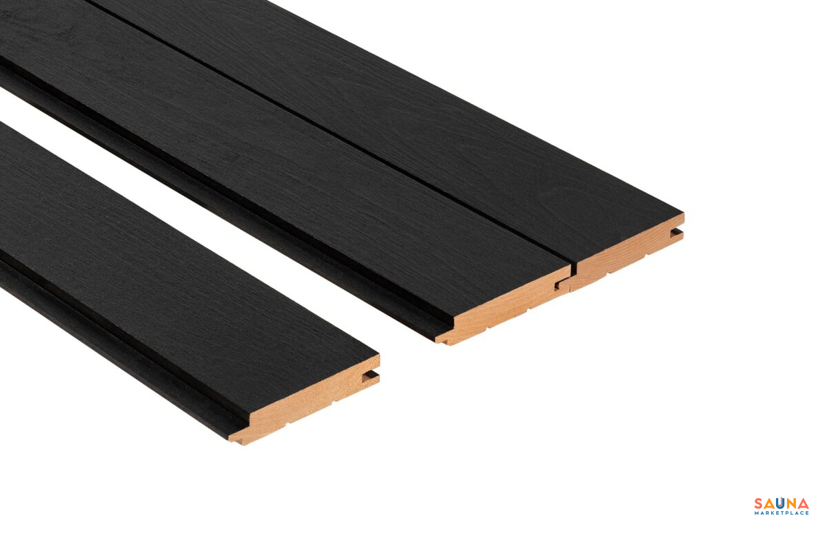 1X5 Brushed Black Alder Sts4 Wall Cladding - Sauna Wood By Thermory - Image 3