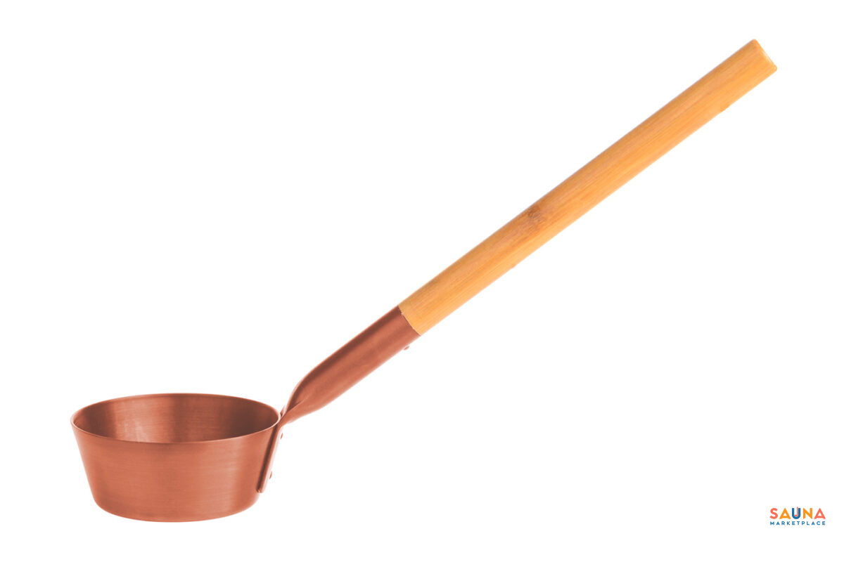 Rento Sauna Ladle, Aluminum With Thermo-Bamboo Handle - Image 2