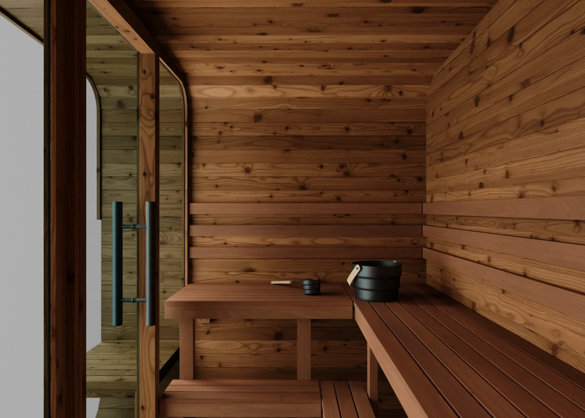 Thermory  Medium Squares With Terrace And L-Bench — Models No 42 With Window &Amp; No 43 - Image 4