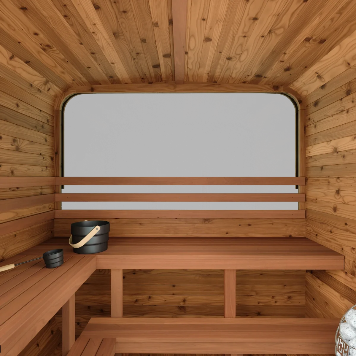Thermory  Medium Squares With Terrace And L-Bench — Models No 42 With Window &Amp; No 43 - Image 13