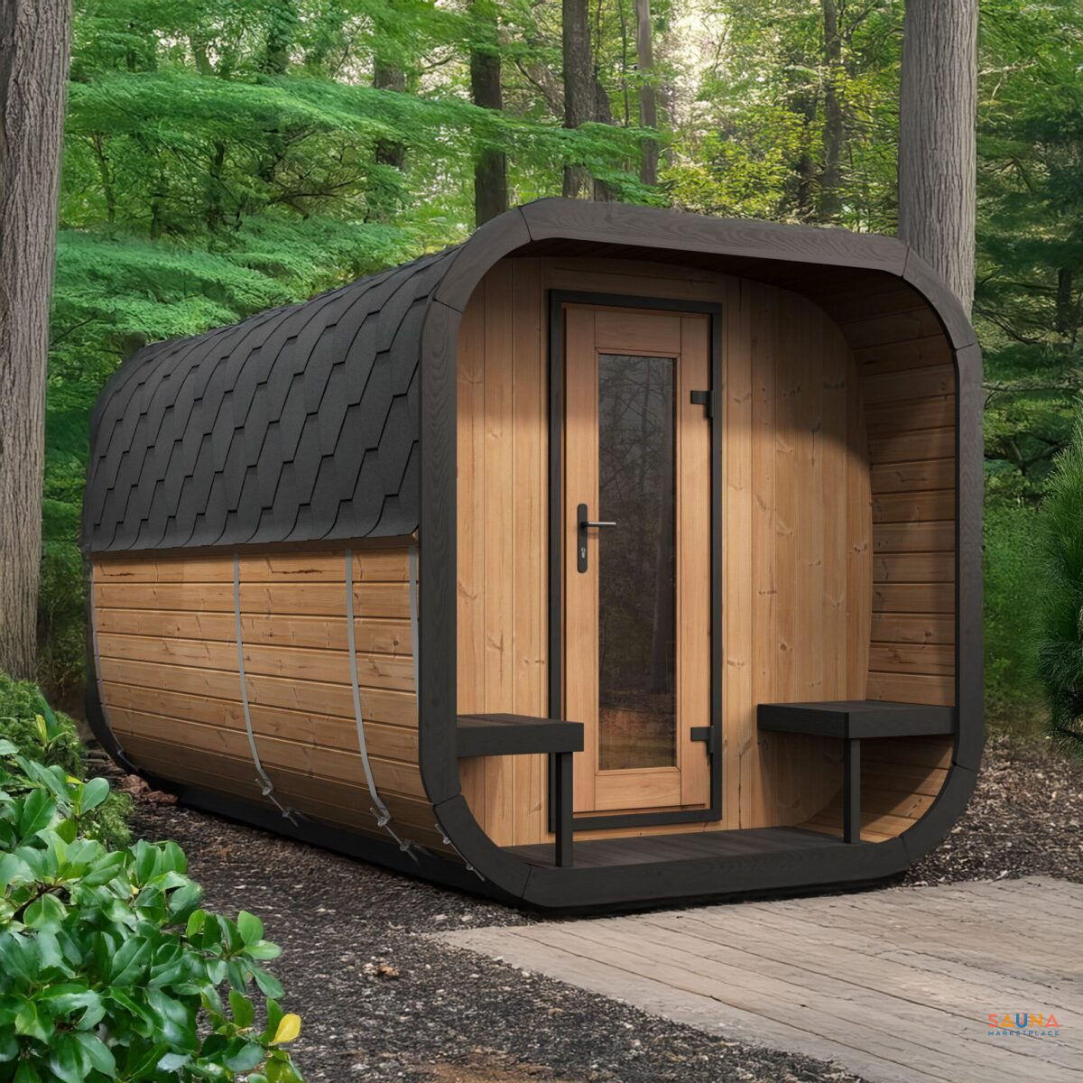 Saunalife Cl12G | 8-Persons Outdoor Sauna With Changing Room And Porch - Image 14